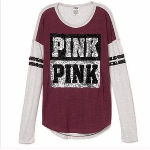 Vs Pink Long Sleeve Bling Tee
